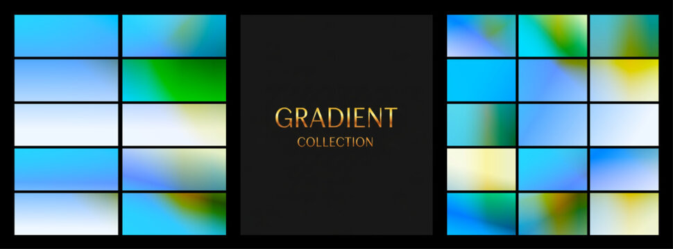 GRADIENT COLLECTION of swatches, fresh blue and green tones, for nature and wellness branding