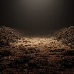 Fototapeta premium Moist Soil Accumulation in a Serene Landscape with a Focus on Earthy Textures and Natural Elements