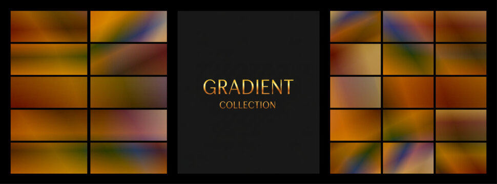 GRADIENT COLLECTION of swatches, earthy orange and blue tones, for autumn themes and branding