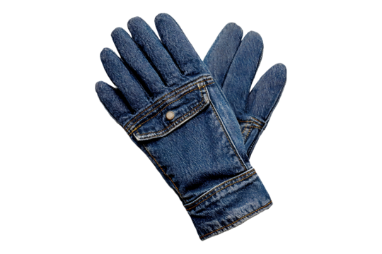 Tough Denim Work Gloves for Heavy Duty Outdoor Tasks Isolated on a Transparent Background