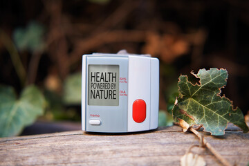 Blood pressure monitor displaying health powered by nature