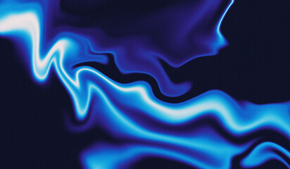 Electric blue abstract liquid swirl background, dark grainy vibrant cosmic noise texture cover design