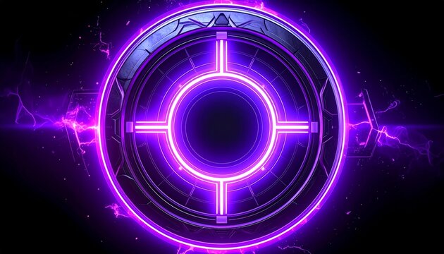 Neon purple glowing scifi target design. - Powered by Adobe