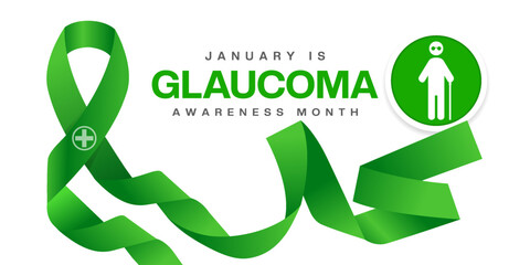 January Is National Glaucoma Awareness month. Ribbon, plus and people icon. Great for cards, banners, posters, social media and more. White background. 

