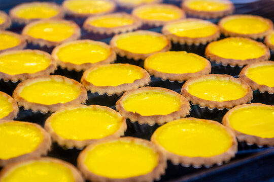 Egg tarts on display