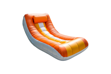 Comfortable outdoor inflatable recliner chair in bright colors Isolated on a Transparent Background