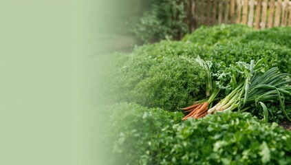 Close-up of vegetable garden rows showing mixed crops, emphasizing sustainable farming practices