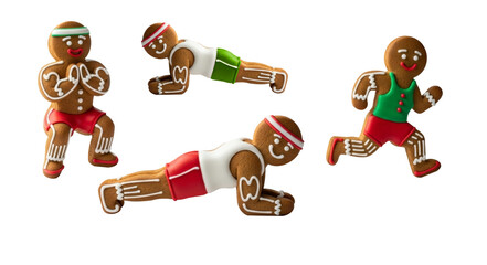 Funny gingerbread cookies shaped as fitness athletes