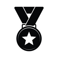First place winner star medal award vector icon, Gold medal with star symbol