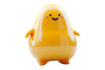 Cute smiling inflatable character figure isolated on a transparent background