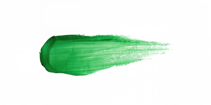 Green chroma brush stroke painting on a plain background, suitable for artistic layout design