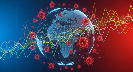 The global economic impact of the viral pandemic illustrated with financial stock market charts