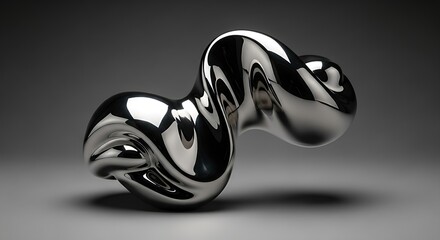 Liquid metal mercury, morphing form, reflective silver surface, on a dark grey background, studio lighting.
