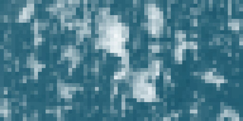 Abstract pixelated texture in muted teal and white, with fragmented shapes and a speckled appearance creating a subtle, weathered, or distressed background for graphic design projects