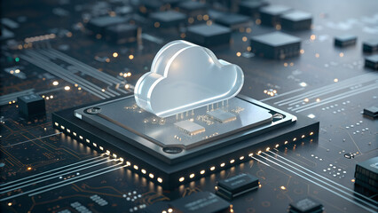 symbolizing cloud computing and data storage circuit board