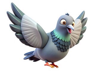 Cartoon pigeon with open wings isolated on white background happy bird illustration © KURSHADAAKTER