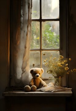 Teedy bear  in the window