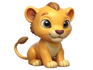 Fototapeta premium Adorable cartoon lion cub sitting with big eyes and a sweet expression