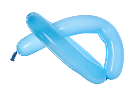 Blue transparent balloon in abstract shape flying, isolated on white background, clipping path