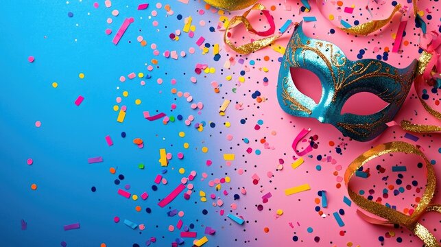 Vibrant and Festive Assortment of Colorful Party Masks Displayed for a Masquerade Themed Event for a Glamorous and Whimsical Costume Party or Masquerade Ball