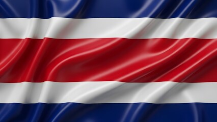 Naklejka premium Costa Rica Flag Close-Up Photography, Waving Horizontal Costa Rican Flag Image, High-Resolution Red White Blue Costa Rica Flag, Silky Texture Costa Rica National Flag Shot, Vibrant Striped Costa Rica 
