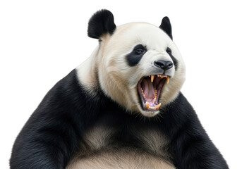 Roaring panda bear angry aggressive wild animal mammal wildlife zoo nature cute fluffy furry portrait illustration image isolated on transparent background