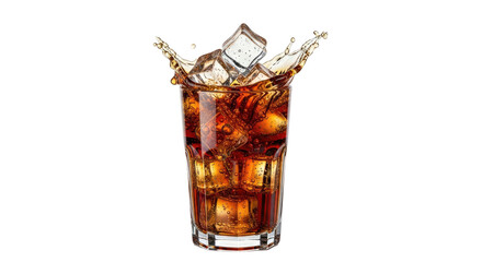 Premium Close-Up Photo of Whiskey with Ice Cube Splash Dynamic Action