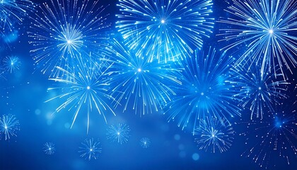 Vibrant Blue Fireworks Display Illuminating the Night Sky for Celebrations
