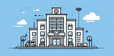 Modern Hospital Building with Drone Delivery Concept