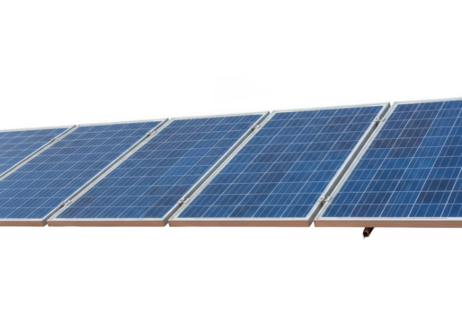 High resolution solar panel array renewable energy power generation system photovoltaic cell technology isolated on transparent background