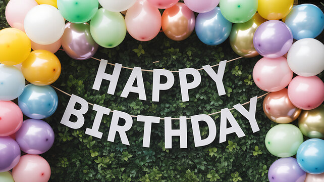 Happy birthday balloons decoration - Powered by Adobe