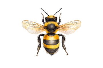 Minimal Bee Watercolor Vector Art Isolated on Transparent Background