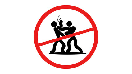 No fight sign, black and red isolated silhouette