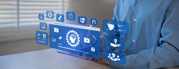 AI and education strategies alongside business initiatives focused on shaping the future and applying AI technologies to enhance organizational efficiency.