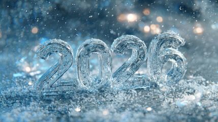 2026 ice numbers in sparkling snow landscape
