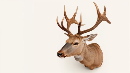 Fallow stag's head with antlers, used as a decorative wall mount, emphasizing wildlife display, Earth Day