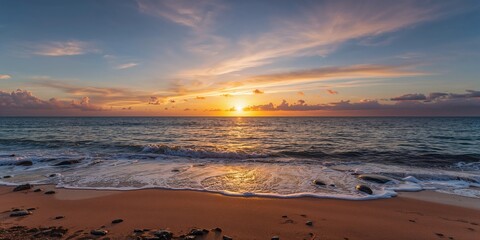 Fototapeta premium Vintage Rodeo Drive scene with palm trees and blue sky, emphasizing urban greenery and landscape preservation