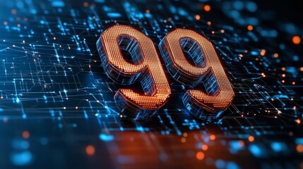 Futuristic Digital Background with Glowing Numbers and Abstract Design for Technology Innovation