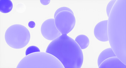 Abstract holiday and celebration background with floating spheres,  liquid blobs, soap bubbles. 3d rendering