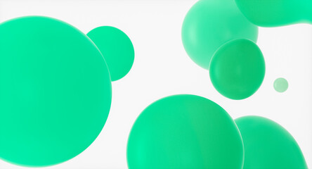 Abstract holiday and celebration background with floating spheres,  liquid blobs, soap bubbles. 3d rendering