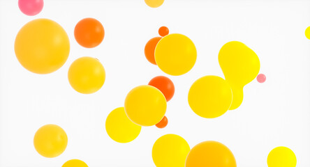 Abstract holiday and celebration background with floating spheres,  liquid blobs, soap bubbles. 3d rendering