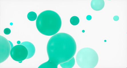 Abstract holiday and celebration background with floating spheres,  liquid blobs, soap bubbles. 3d rendering