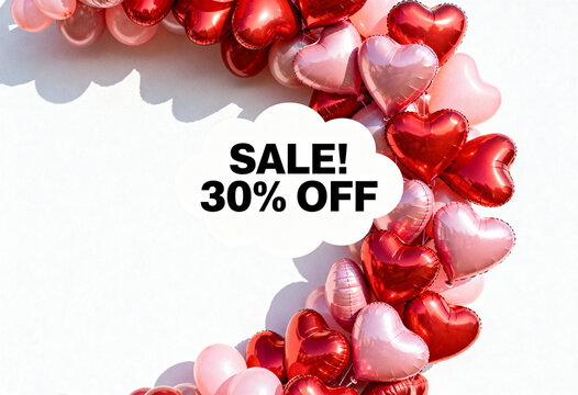 Sale for thirty percent discount on heart balloons background gift option great beautiful for wallpaper and great deals on your purchase now