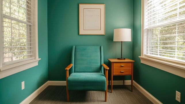 Cozy tranquil therapy office with inspiring mental health awareness quotes and soothing minimalist decor elements  Peaceful and serene ambiance designed to provide a calming - Powered by Adobe