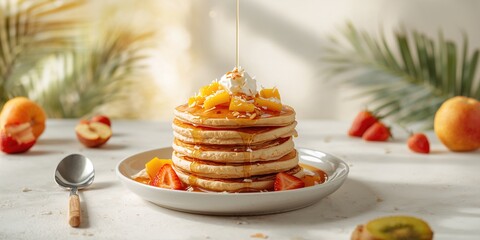 Acrylic ribbed plate on hexagon podium used as background for cosmetic product packaging in green setting, suitable for branding layouts