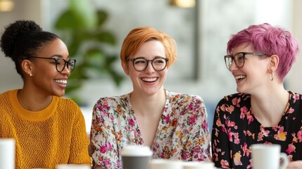 Diverse group of friends engaged in an open supportive discussion about mental health topics and personal wellness in a warm relaxed cafe setting