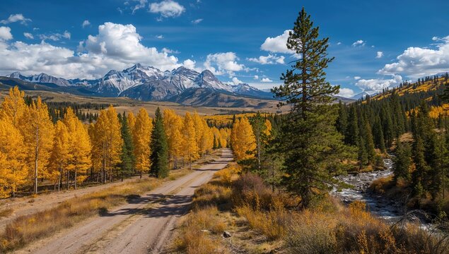 Mount Sneffels Range in Colorado during fall with snow-covered landscape and vibrant leaves, emphasizing seasonal change