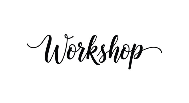 The word 'Workshop' written in a single line of elegant and flowing black calligraphy script on a simple white background.