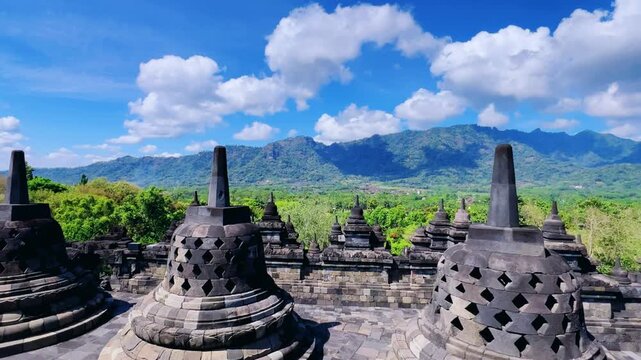 Buddhist Stupa. Borobudur Buddhist Temple is a temple complex of the Mahayana Buddhist tradition in Indonesia. It is located in the central part of the island of Java, near Yogyakarta. UNESCO. 4К