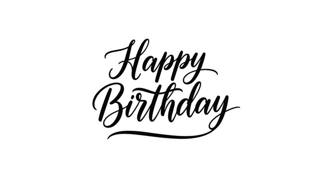 An elegant 'Happy Birthday' greeting written in a beautiful and flowing black calligraphy script on a white background. - Powered by Adobe